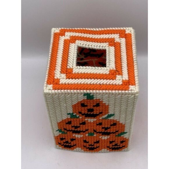 Vintage Halloween Tissue Box Holder Jack O Lantern - Picture 2 of 9